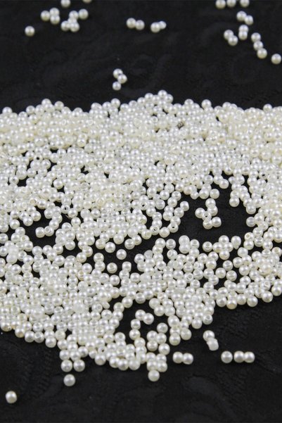Serhat Aksesuar ve El İşçilik Krem 3 mm Plastik İnci Boncuk Takı Aksesuar Mal...