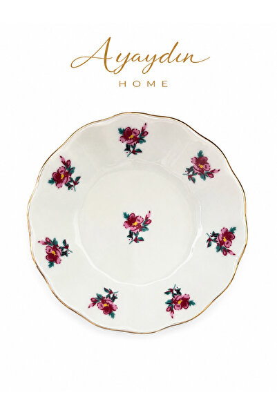 Porland Mor Gülriz Çay Tabağı 12'li Set – AYAYDIN HOME