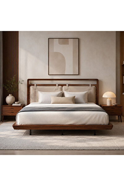 Highpoint سرير من هاي بوينت بتصميم خشبي متين مع ظهر منجد , 120 × 200 سم ,بالل...