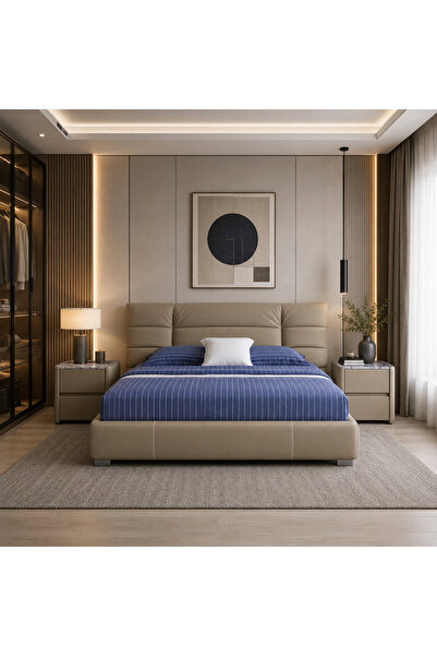 Highpoint سرير من هاي بوينت بتصميم خشبي متين بلمسة طبيعية 220 × 200 سم باللون...