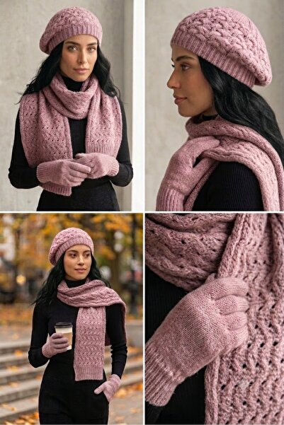 EKstore Powder Scarf Beanie Gloves Set - Set of 3
