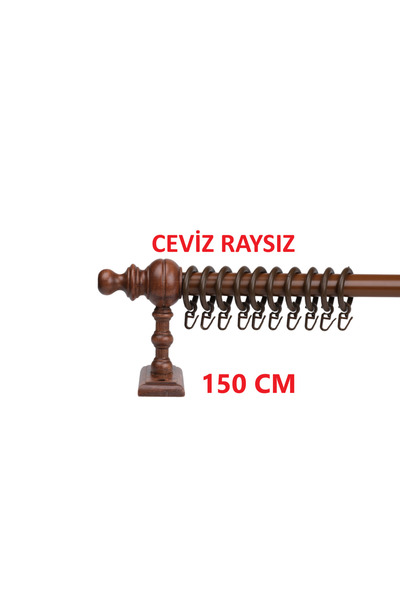 Bonicasa Art Ceviz Raysız Ahşap Rustik Perde Askısı Rustik Borusu 150 Cm