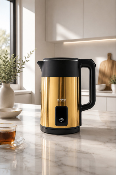 evona Kettle Elara Premium Gold 2.0 Litre Elektrikli Paslanmaz Çelik Su Isıtı...