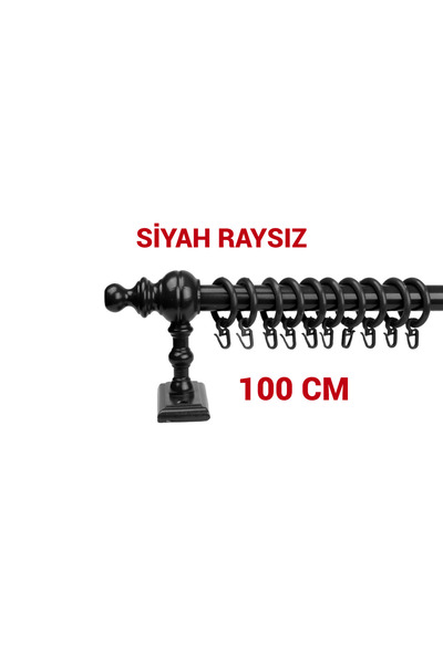 Bonicasa Art Siyah Ahşap Rustik Perde Askısı Rustik Borusu Raysız 100 Cm