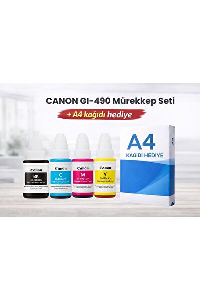 Canon Orijinal 4 Renk Takım G1400 G2400 G3400- Gı 490 Yazıcılar Için Uyumlu M...