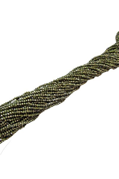 Serhat Aksesuar ve El İşçilik 4 mm Henna Green Oblate Crystal Glass Beads 1 S...