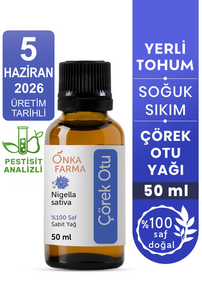 OnkaFarma Onka Farma Çörek Otu Yağı 50 ml %100 Saf Doğal Yerli Tohum Soğuk Sıkım