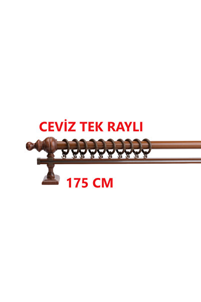 Bonicasa Art Ceviz Tek Raylı Ahşap Rustik Perde Askısı Rustik Borusu 175 Cm