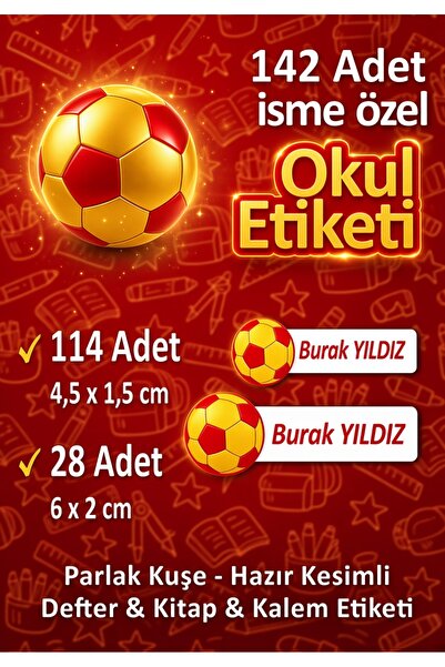 fırsatlar diyarı Okul Etiketi Sarı Kırmızı Futbol Topu Taraftar Temalı - Kişi...