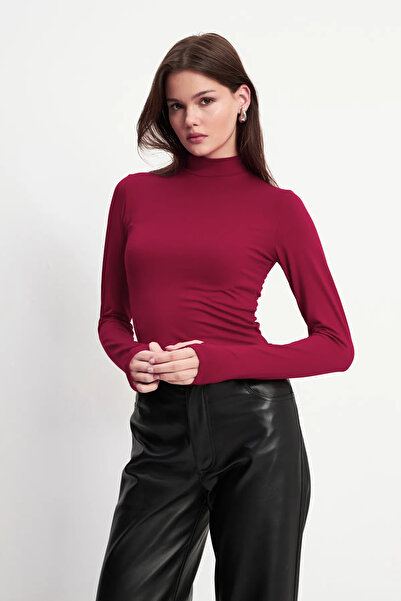 Bipantolon Women's Burgundy Toe Detailed Bodysuit
