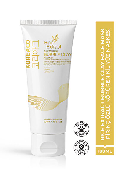 KOREACO Pirinç Özlü Mucize Bubble Clay Yüz Maskesi | Beyazlatıcı Aydınlatıcı Köpüren Yüz Maskesi 100 ml