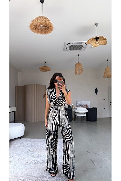 Buket Teke Zebra Patterned Viscose Jumpsuit