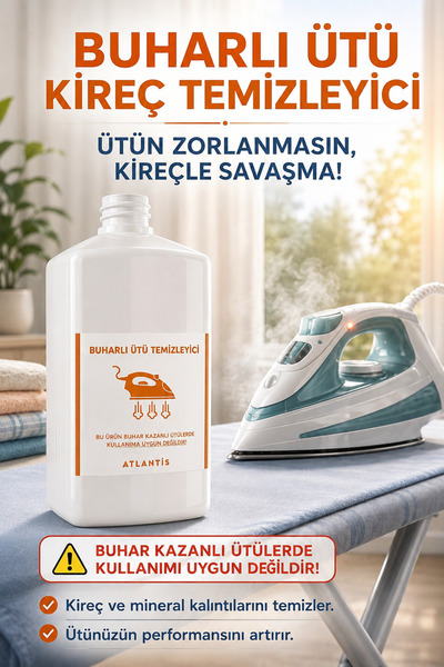 Atlantis Makine Kimya Temizlik Buharlı Ütü Temizleyici | Kireç Çözücü | 1 Litre