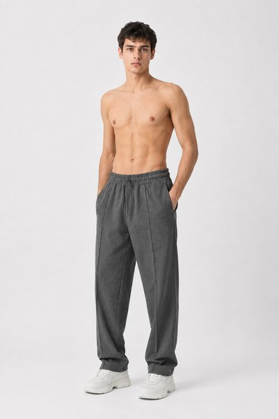 İMVAGO Men's Ecru Baggy Pleated Trousers