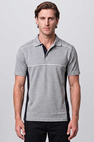 RELAXIA Polo Neck T-Shirt Two-Tone Trim