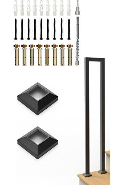 ZGF Balustradă din oțel inoxidabil de 85 cm, în formă de „U”, vopsită negru, ...
