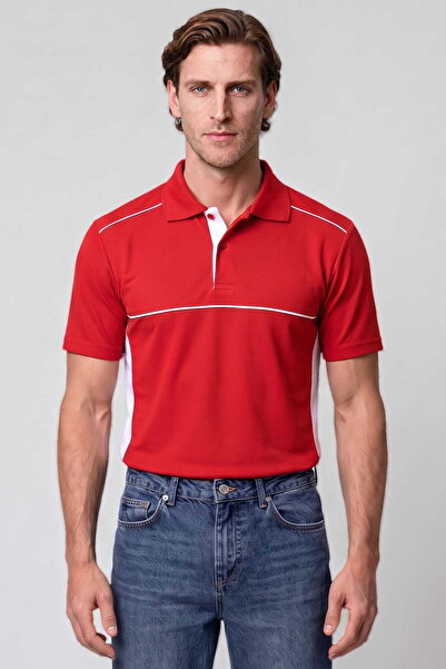 RELAXIA Polo Neck T-Shirt Two-Tone Trim