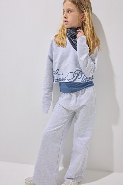 DeFacto Amuklu Regular Fit Crop Sweatshirt Inner Undershirt Wide Leg Sweatpan...