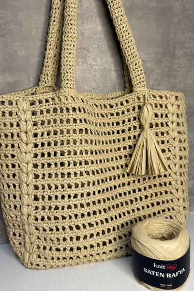 knitme Satin Raffia Rope Khaki 100 Gr 125 Mt