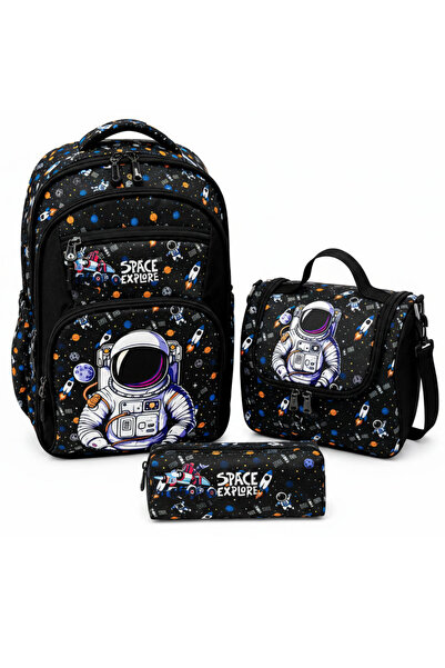 Bliss Set de 3 piese: Geantă pentru școala primară cu model de astronaut lice...