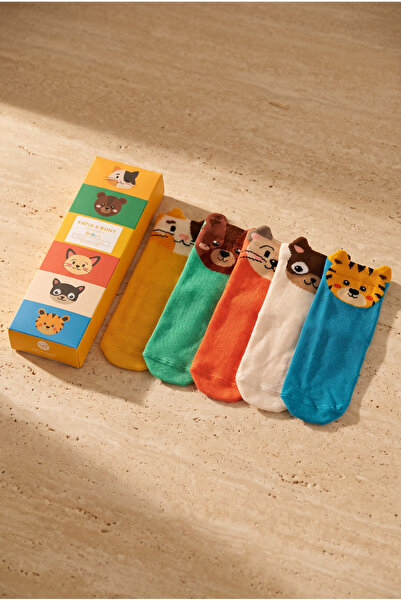 Katia&Bony Set of 5 Animal Patterned Cute Baby Socks - Boxed