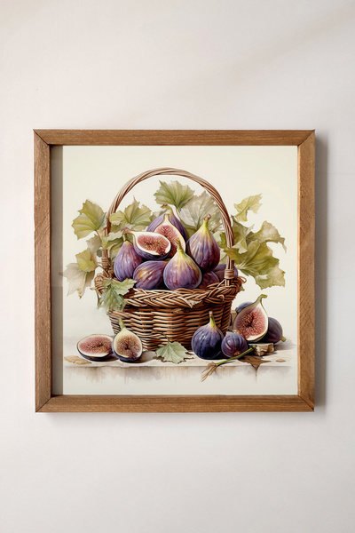 Yoko Home Sulu Boya Görünümlü İncir Sepeti, Fig Basket with Watercolor Look, ...