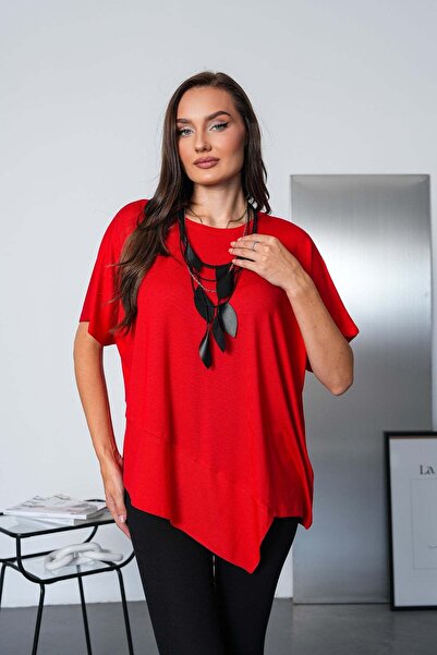 Seher Öztop İtalyan Asimetrik Tunik- Kırmızı