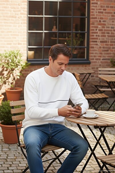 Buratti Cotton Stripe Detailed Relaxed Fit Crew Neck Sweat Men's Sweat 5901227