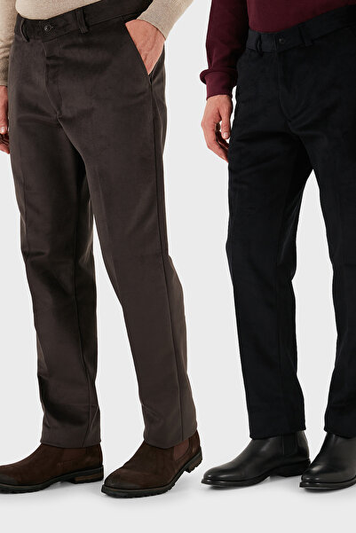 Buratti Normal Bel Regular Fit Straight Leg 2-Pack Velvet Trousers Men's Velv...