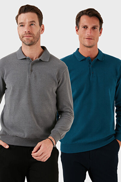 Buratti Cotton Blend Regular Fit 2-Pack Polo Neck Sweater Men's Polo Neck Swe...