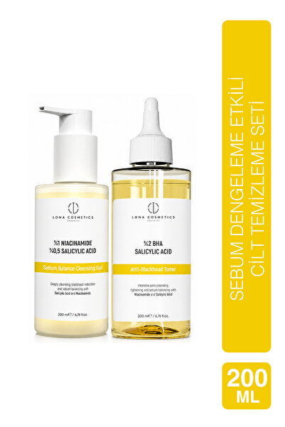 Lona Cosmetics Sebum Dengeleme Etkili Cilt Temizleme Seti: Salisilik Asit Tem...