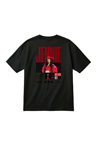 barsdepo Tricou Jennie cu imprimeu , supradimensionat Tricou negru unisex pen...