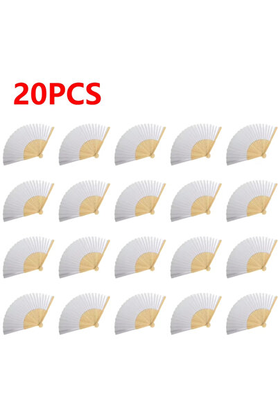 Choice 20pcs 50/30/20/15PCS 7-Inch Blank White Paper Folding Fans for DIY Chi...
