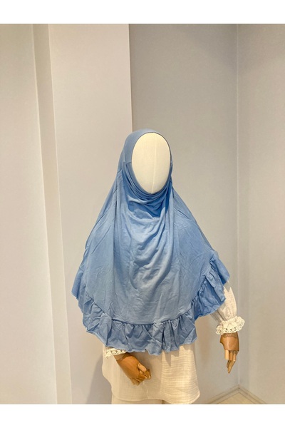 UHDE STORE Kız Çocuk Pratik Başörtü, Hazır Geçmeli Pamuklu Rahat Fırfırlı