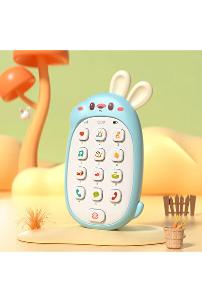 choice2 Blue Children's rabbit mobile phone toy can chew and puzzle early edu...