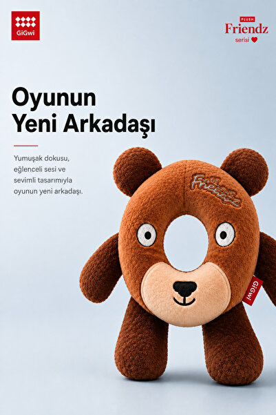 Gigwi Plush Friendz Serisi Sesli Simit Ayı Peluş Köpek Oyuncağı - Küçük Irk v...