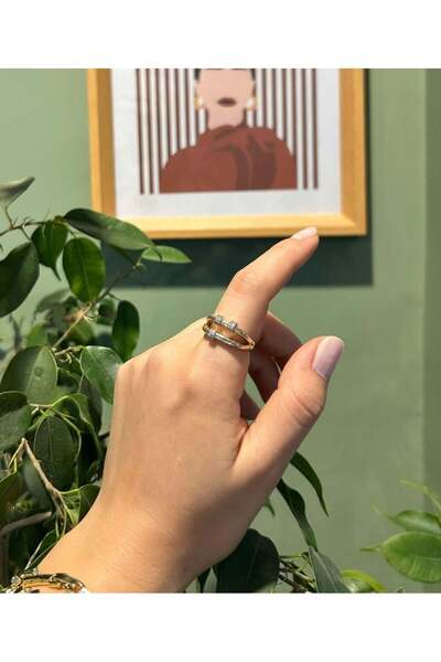 nunu takı Ring with Stone Pattern