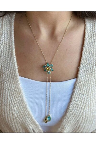 nunu takı Floral Adjustable Necklace Blue