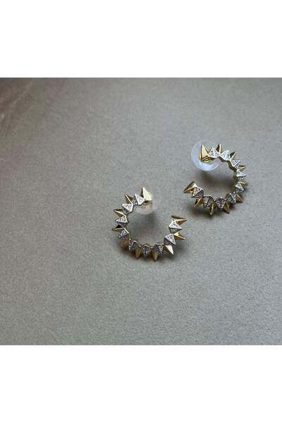 nunu takı Thorn and Stone Patterned Earrings