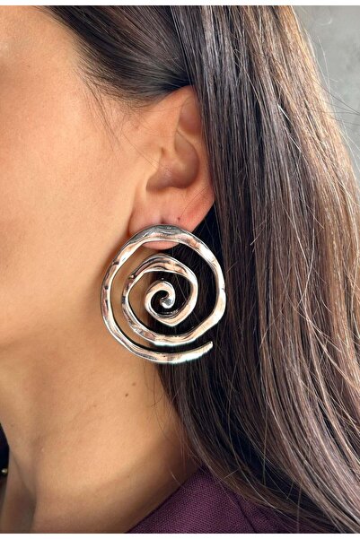 nunu takı Silver Spiral Earrings