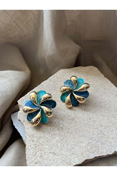 nunu takı Yellow Green Flower Earrings