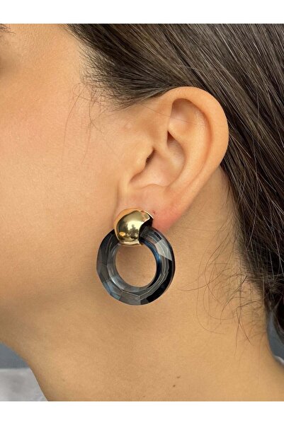 nunu takı Blue Stone Circle Earrings