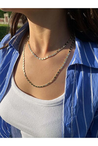 nunu takı Lock Pattern Wrapped Chain Necklace