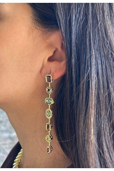 nunu takı Colorful Zircon Stone Pendant Earrings