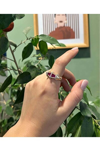 nunu takı Red Stone Embroidered Ring
