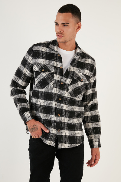 Buratti Desenli Regular Fit Çift Cepli Kışlık Gömlek Erkek GÖMLEK CF24W197135