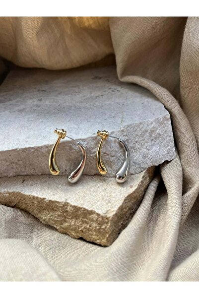 nunu takı Gold and Silver Color Drop Earrings
