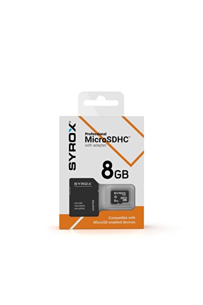Syrox 8GB MİCRO SD KART(HAFIZA KARTI) KAMERA/DRONE/MİNİ KAMERALAR'LA UYUMLU