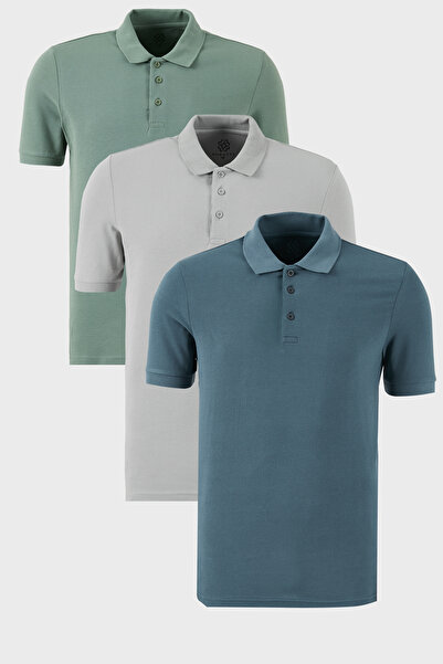 Buratti Cotton Regular Fit Buttoned Polo Neck 3 Pack t Shirts Men's t Shirt 5...