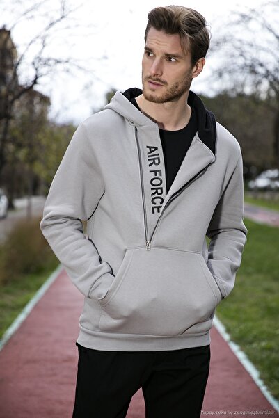 Buratti Cotton Slim Fit Kangaroo Pocket Zipper Detailed Hooded Collar Sweat M...